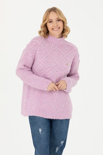 U.S. Polo Assn. BAZA. Polo Assn. Pulover de damă cu guler înalt liliac-melange 1660068