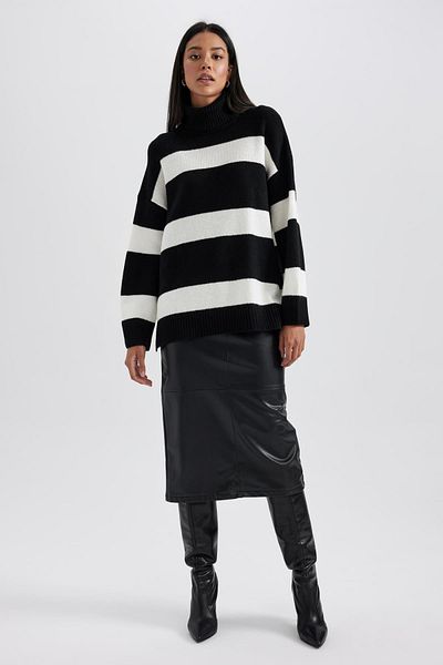 DeFacto Relax Fit gestreifte Turtleneck-Tunika A8595ax23wn