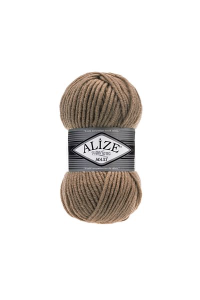 Alize SUPERLANA MAXI 25% Μαλλί - 75% Ακρυλικό / 100 gr - 100 m για ΠΛΕΚΤΟ ΜΠΕΡΕ ΠΛΕΚΤΟ 466 ΣΚΟΥΡΟ ΜΠΕΖ
