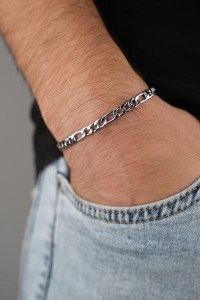 Jack Ferrero Men's Leather Bracelet Steel Lock Does Not Fade Color