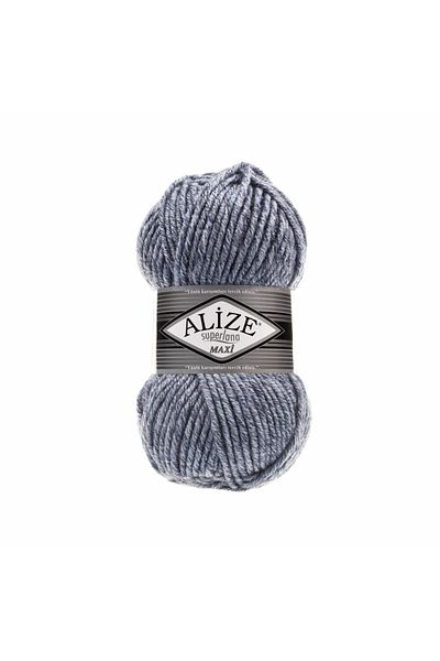 Alize Superlana Maxi 25% Lână - 75% Acrilic / 100 gr - 100 M pentru tricotat eșarfă Beanie 806 Jaspe Blue