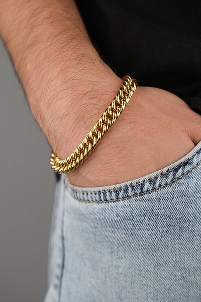 Jack Ferrero Men's Leather Bracelet Steel Lock Does Not Fade Color
