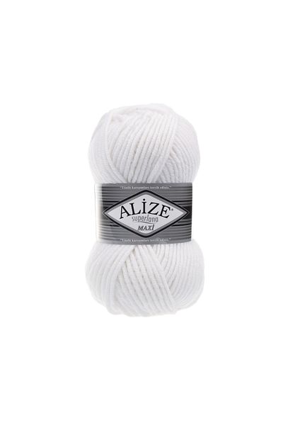 Alize 5 Pieces Superlana Maxi 055 White Thick Hand Knitting Yarn Maxi Vest Cardigan Yarn Scarf Beanie Sweater Yarn 055