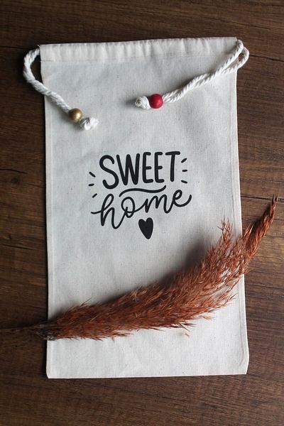 Emtory Home 20x30см - 2 броя ленена многофункционална торбичка Sweet Home - торбичка за съхранение - торбичка за бобови растения