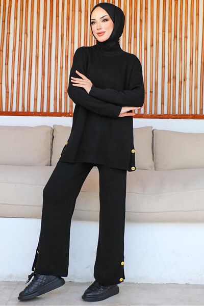 benguen 23007 Corded Button Suit Black