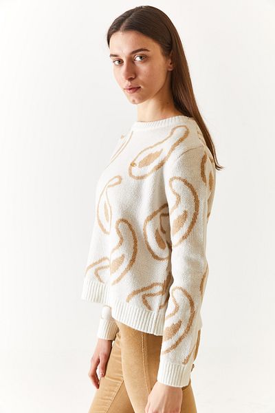 U.S. Polo Assn. BAZA. Polo Assn. Tricotaj de damă crem cu model cu gât rotund 1659654