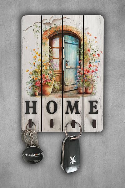 beedene Modern White Wooden Decorative Key Hanger - Keychain Painting