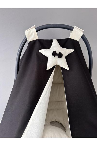 Jaju Baby Black-Cream Star Design Stroller Cover and Inner Sheet