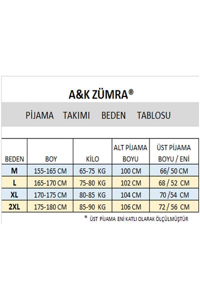 A&K ZÜMRA Combed Cotton Economical Winter Men's Pajama Set Gray