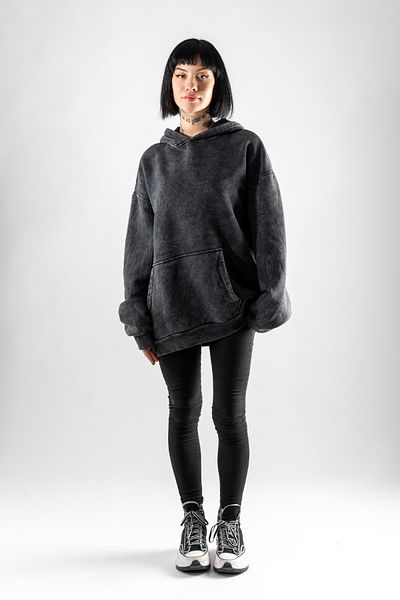 Bak Moda Πλενόμενο Basic Oversize Unisex Smoked Hoodie