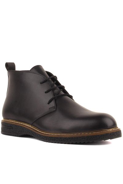 SailLakers - Black Leather Lace-Up Men's Boots