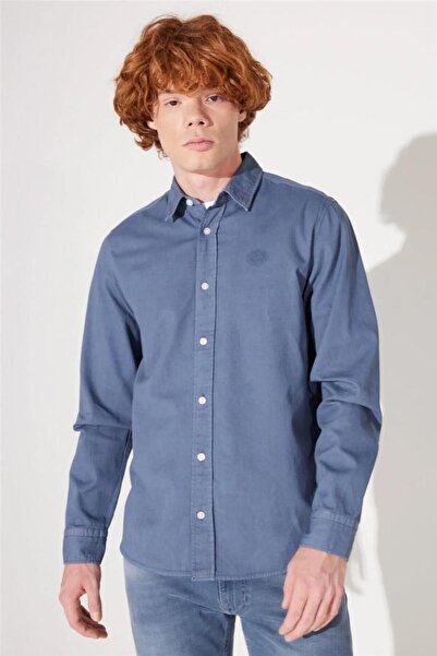 Lee Regular Fit Normal Kesim %100 Pamuk Mavi Uzun Kollu Gömlek