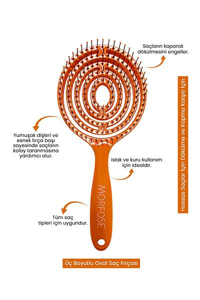 Morfose New Generation Anti-Shedding and Breakage Stretchable Oval Hair Brush for Sensitive Hair