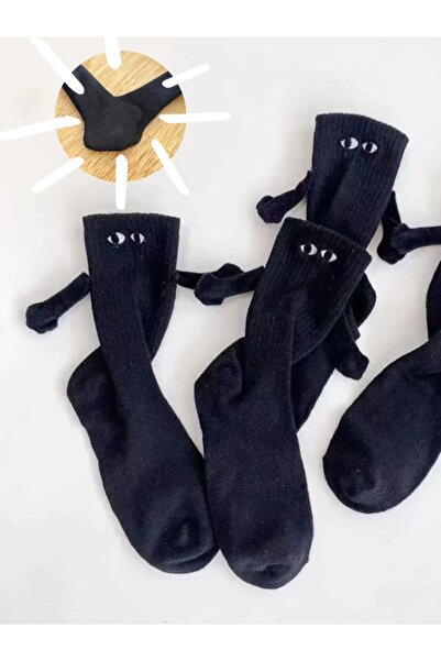 Sukugift 1 adet Siyah Mıknatıslı El Ele Tutuşan Çorap Arkadaşlık Spor Çorabı : Eğlenceli ve Konforlu