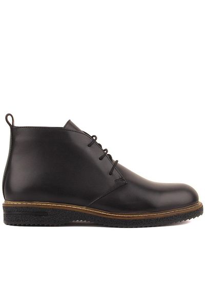 SailLakers - Black Leather Lace-Up Men's Boots