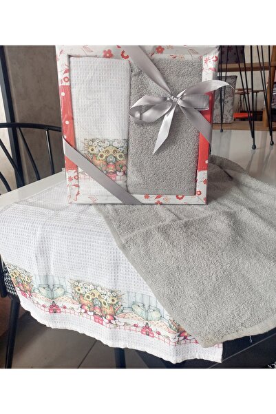 Textile House Kutulu Baskılı Mutfak Havlu Seti 45x70