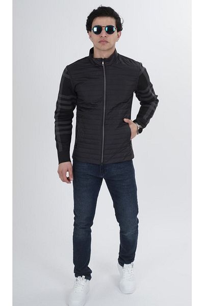 DYNAMO Men's Preminyum Knitwear Detailed Seasonal Coat-Jacket