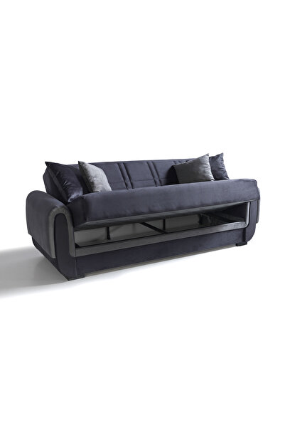 Eymense Yaprak Çekyatlı Üçlü Kanepe Çekyat