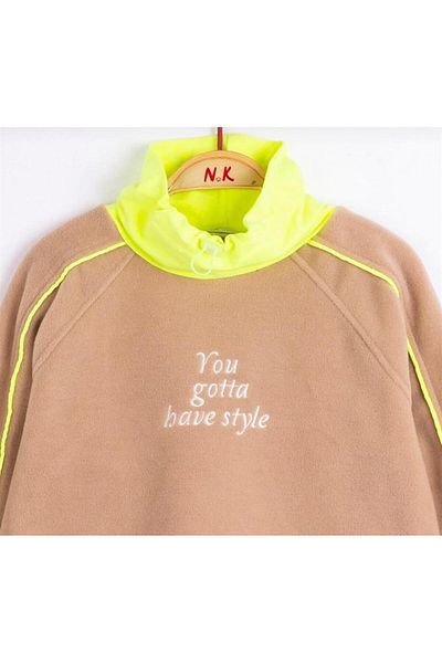 nk kids Girl's Plush Soft Sleeve Elastic Neck Sweatshirt