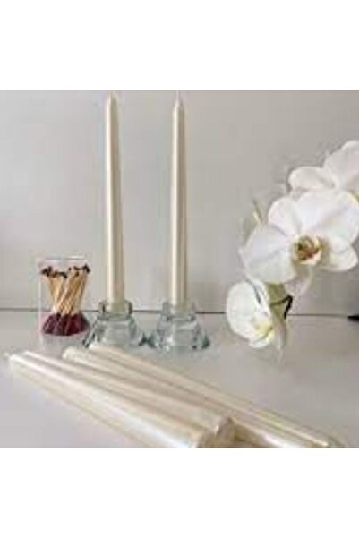 parti sürprizi Beyaz Metalik Parlak 2 li Şamdan Uzun Mum