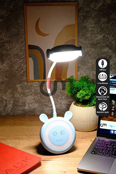 ACK Şarjlı Dokunmatik LED Masa Lambası, Ayarlanabilir Işık, Gece Mod'lu Çocuk...