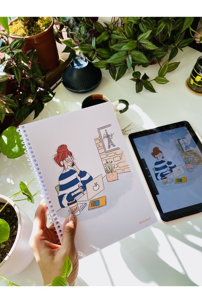 fabuillusti Çalışan kız defteri motivasyon için gerekli not günlük journal bu...