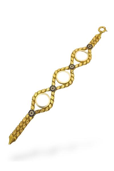 MaGold Nazar Boncuklu Arpa Zincir Üç Çeyrekli Altın Bileklik 14 Ayar