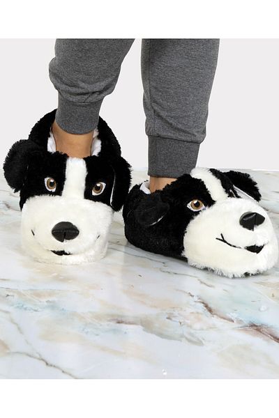 kabkabi Unisex Χειμερινές αφράτες παντόφλες που κρατούν τα πόδια ζεστά με σκύλο