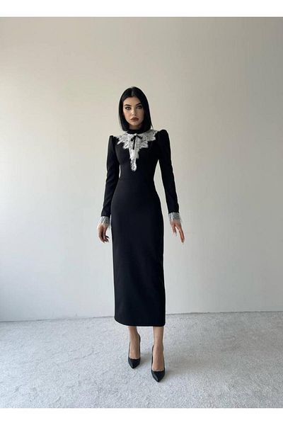 Zilolafashionhouse Rochie cu guler din dantela