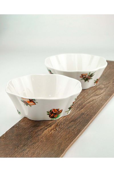 Bursa Porselen Dekor Happy holidays two bowls with flounces
