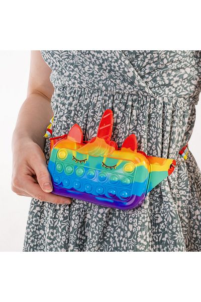 Allbags Silicone Popit Body Bag and Waist Bag, Unicorn Figure