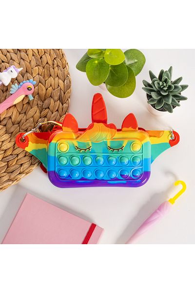 Allbags Silicone Popit Body Bag and Waist Bag, Unicorn Figure