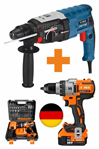 BÖHRER 3200W Kırıcı Delici Hilti Matkap + V58 5000mAh XR 24 Parça Set Vidalama Matkap