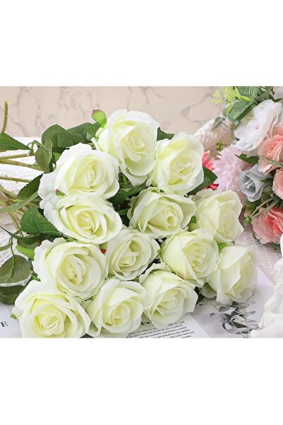 RUZGARCİCEK Rüzgar Aranjamente Florale Artificiale 10 bucăți Trandafiri Albi