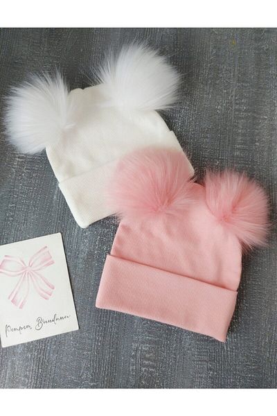 pempem bandana Pink -ecru Pompom Camisole Beret