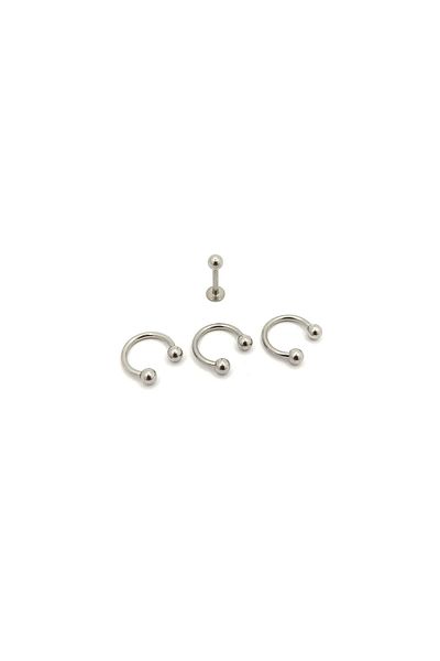 Liva CERRAHİ STEEL 4-PIECE PIERCING SET (Stainless, Non-Fade)