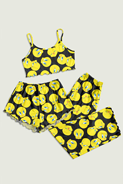 PEMBİŞ HOMEWEAR Supernova Prox Trend 3-dijelni set pidžama sa tregerima i kra...