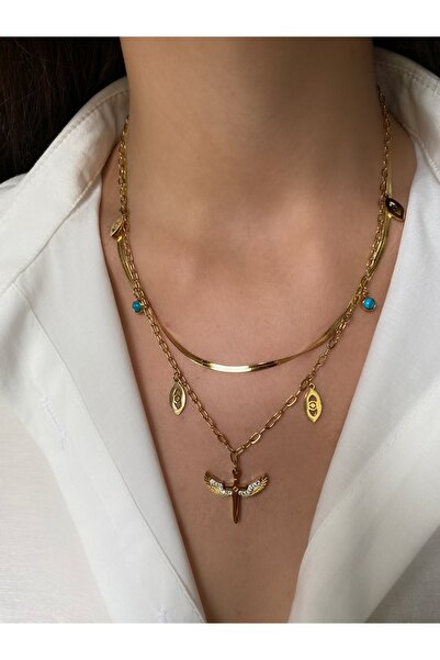 316L Stainless Steel | 2-Piece Necklace with Italian Chain and Angel Wing Figure