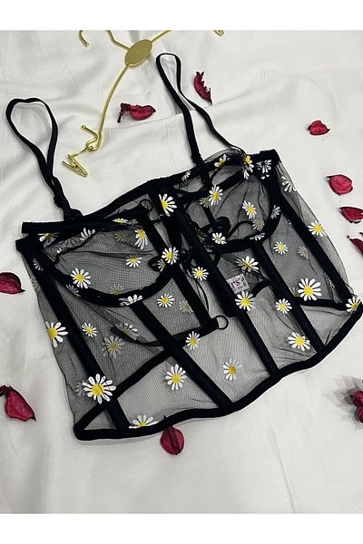 mendoza store Black Uncovered Daisy Underwire Bustier Corset