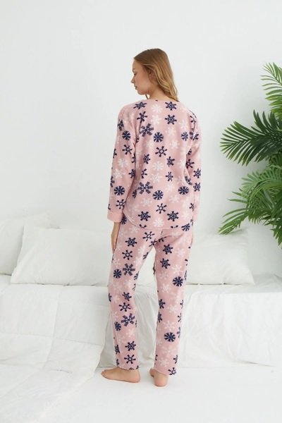 Estiva Women's Winter Snow Patterned Fleece Pajama Set