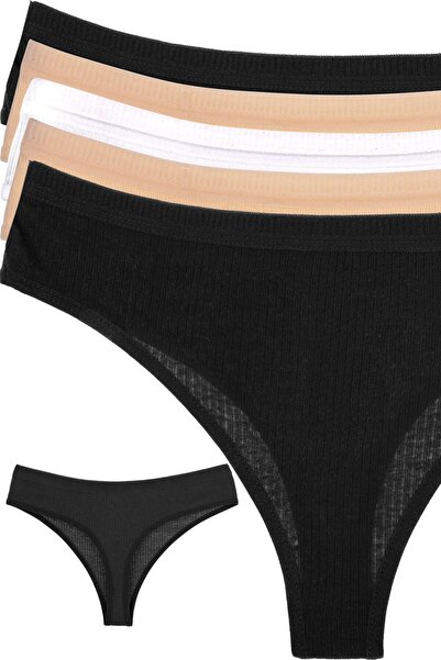 Humaone 5 пакета рипсени 100% памучни прашки, черни, бели, кожа