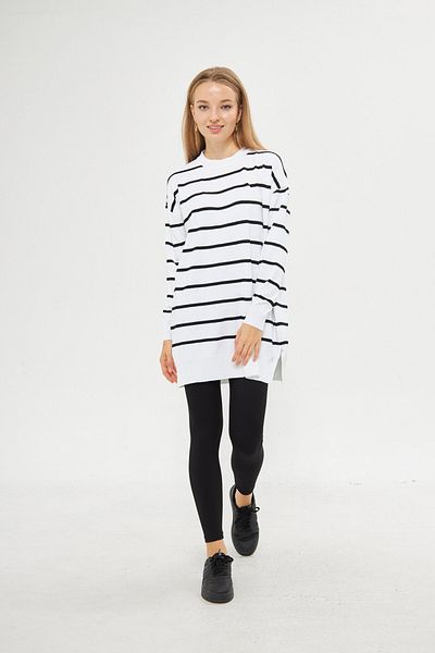 Minharir Τονίκ με ριγέ Mercerized Crew Neck