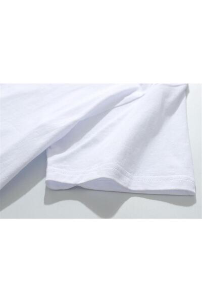 VişneliWears White Unisex Oversize T-shirt - Angel Cat Printed