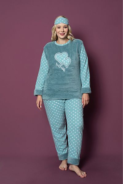 Asel Plus Size Fleece Pajama Set