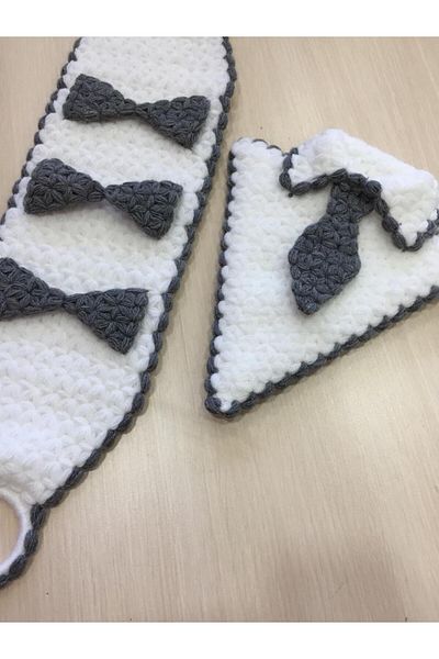 Papatyam Hand Knitted Dowry Washcloth Set Gray Groom Bundle 2 Pieces/Groom Dowry/Bath Washcloth/Shower Washcloth/Handcrafted Washcloth