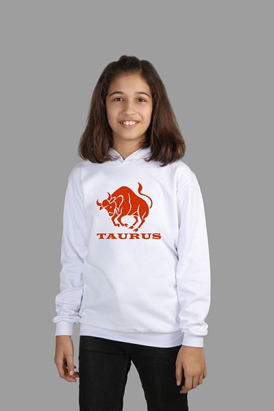 Raf Coll COPY - Hanorac cu glugă pentru fete/băieți Zodiac Taur Imprimat digital cu două fire în interior