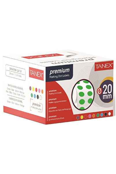 Tanex ملصق نقطة صندوق واحد أخضر مقاس 20 مم 2500 لتر