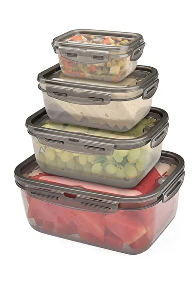 Üçsan Plastik 4-Piece Rectangular Storage Set with Smoke Lock and Lid