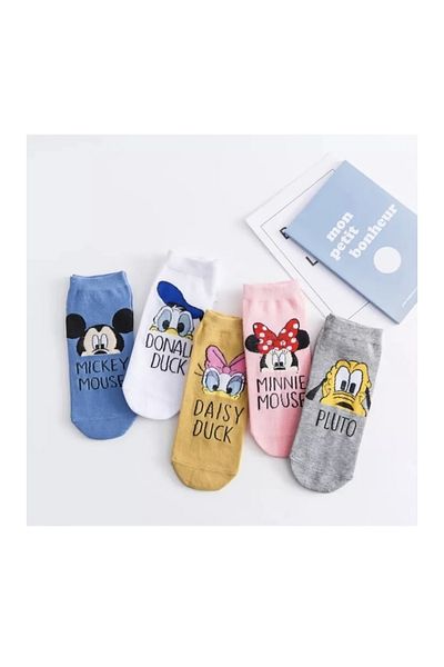 REYNBOO SOCKS 5 чифта дамски сладки анимационни герои, които могат да се перат, ботуши, чорапи до глезена