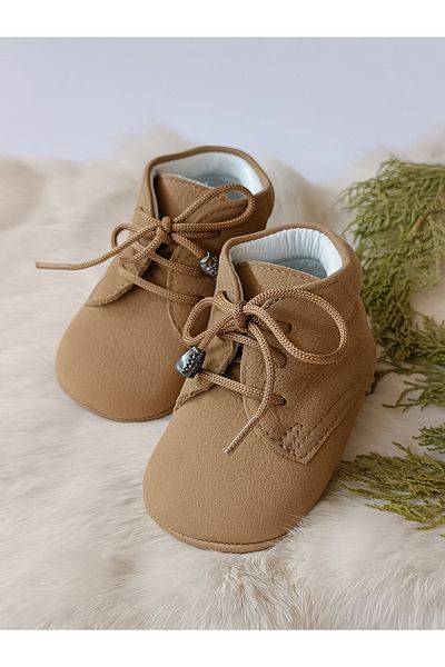 Hodore Nubuck Mink Genuine Leather Baby Booties